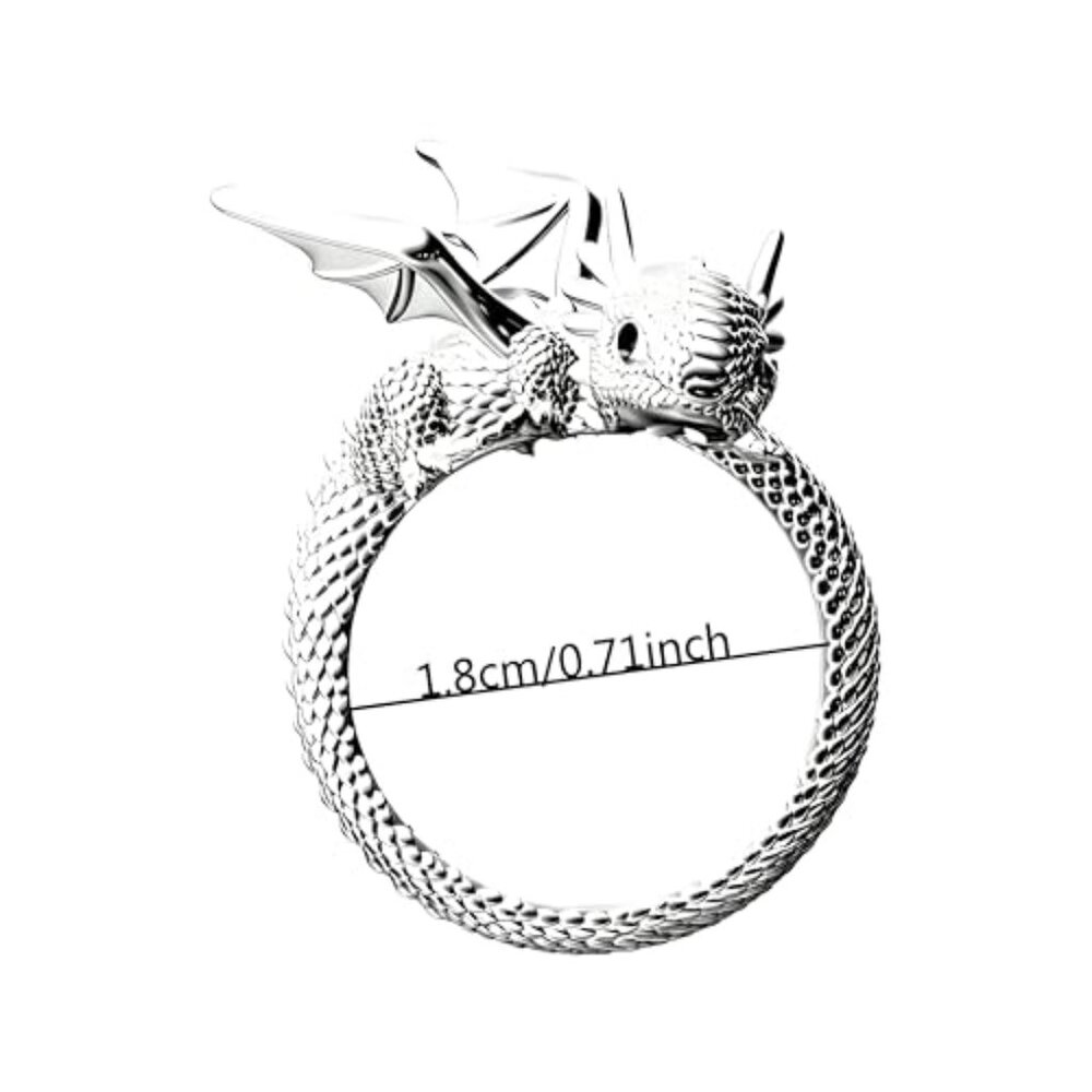 Silver Dragon Adjustable Ring Unique Fantasy Stat… - image 5